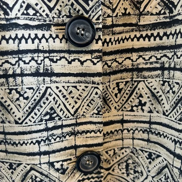 Jones New York Black White Tribal Print Silk Blazer Jacket Size 14 - Picture 10 of 10